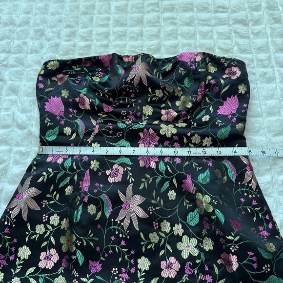 Lulus Medium Make A Move Black Floral Jacquard Midi Dress ~ Strapless Evening - Picture 5 of 8